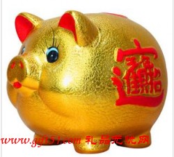 金豬零錢罐|幸運發財豬|大號陶瓷金豬
