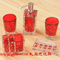 吉祥紅花 衛浴五件套
