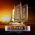 水晶帆船一帆風順辦公擺件