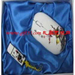青色滿(mǎn)園無(wú)線(xiàn)鼠標(biāo)U盤(pán)兩件套定制,可定制LOGO