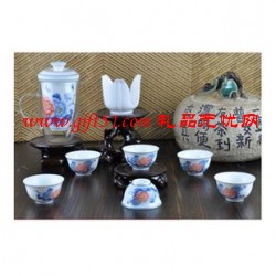 國色天香玉瓷茶具9件套